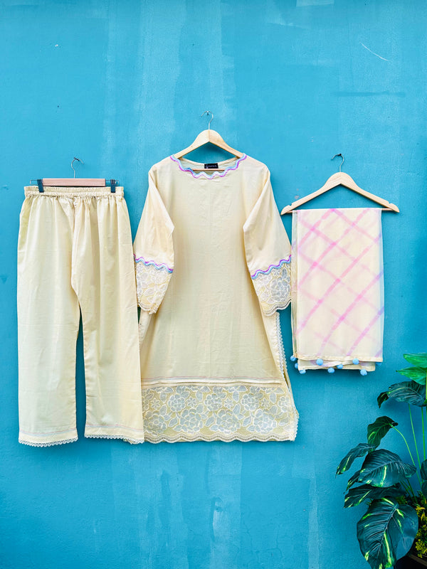 Butter yellow 3pcs dress